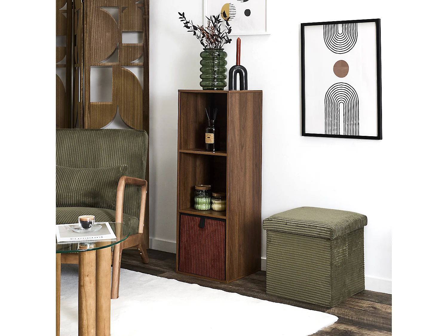 Rangement Modulable 3 Cases Tiffany Marron