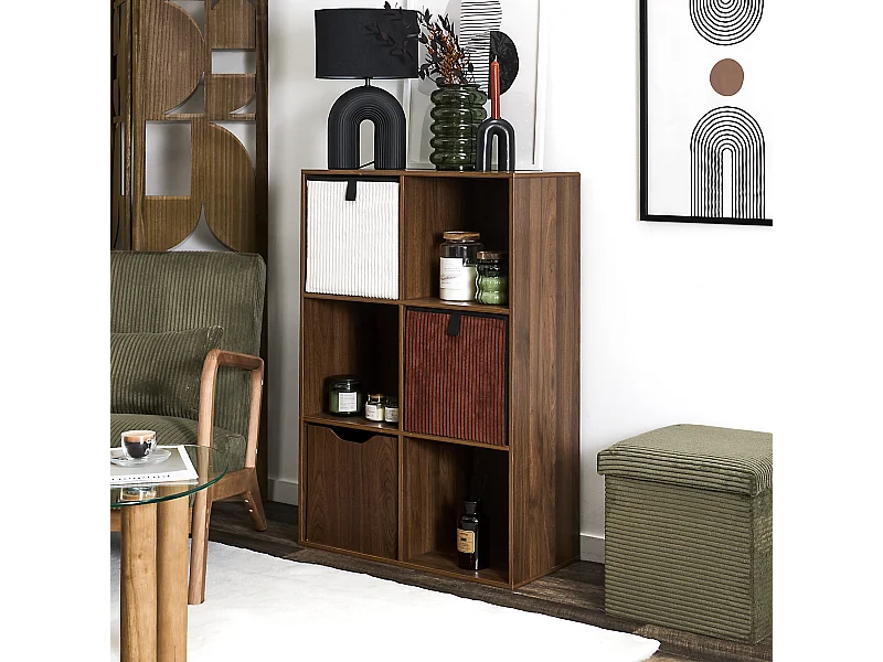 Rangement Modulable 6 Cases Tiffany Marron