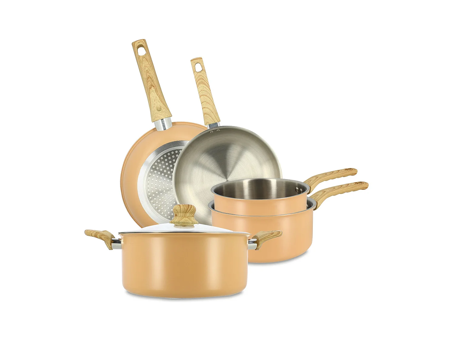 Menastyl - Set 5 Pieces Easynox En Acier Inoxydable Et Aluminium Corail