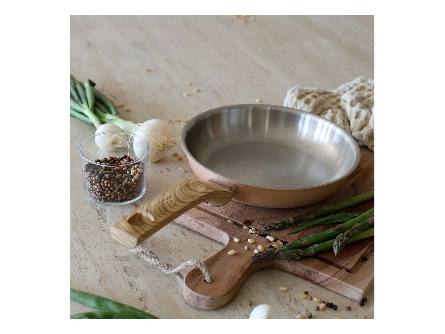 Menastyl - Set 5 Pieces Easynox En Acier Inoxydable Et Aluminium Corail