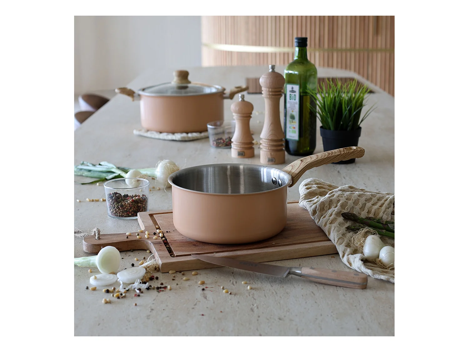 Menastyl - Set 5 Pieces Easynox En Acier Inoxydable Et Aluminium Corail