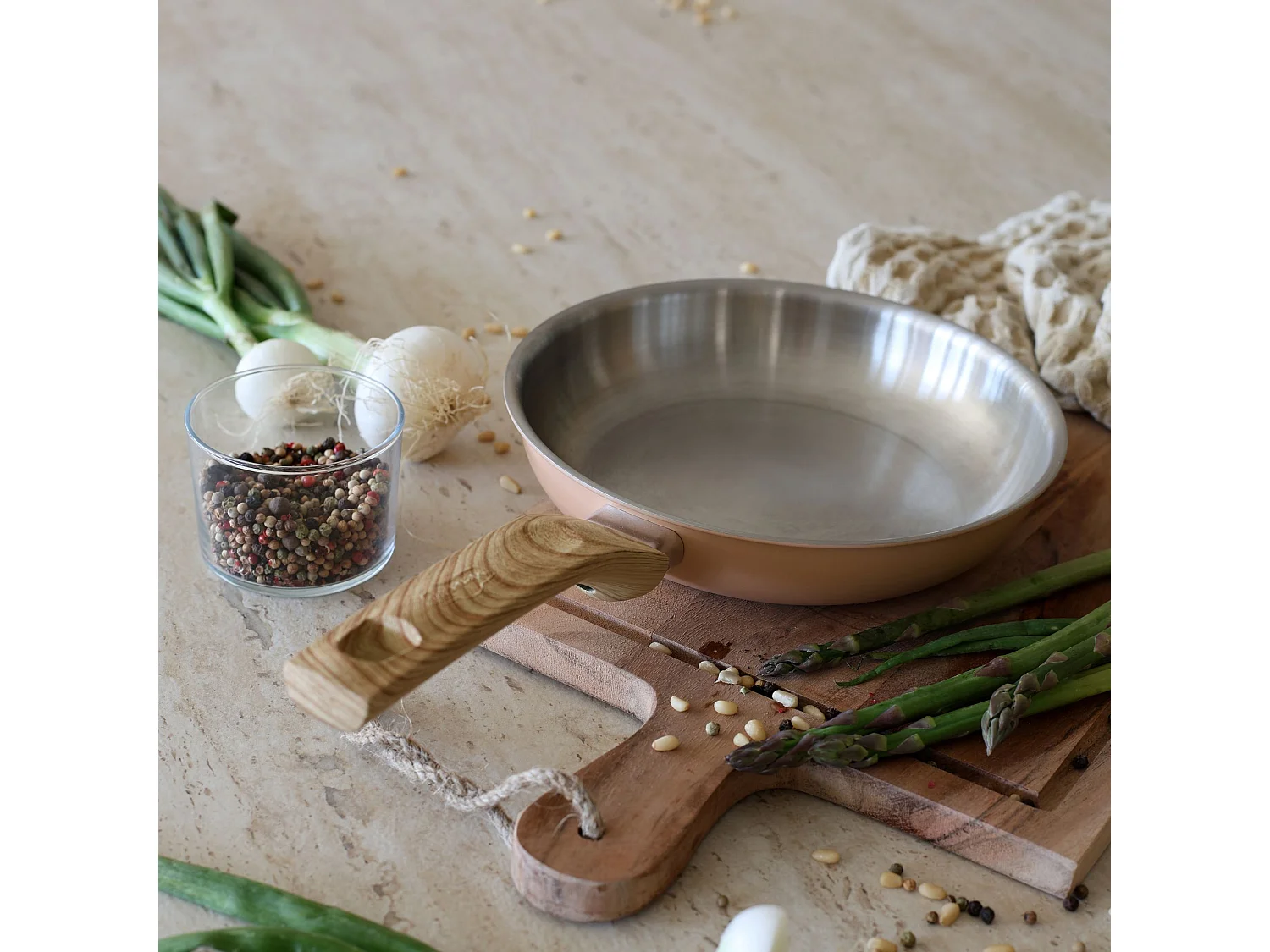 Menastyl - Set 5 Pieces Easynox En Acier Inoxydable Et Aluminium Corail