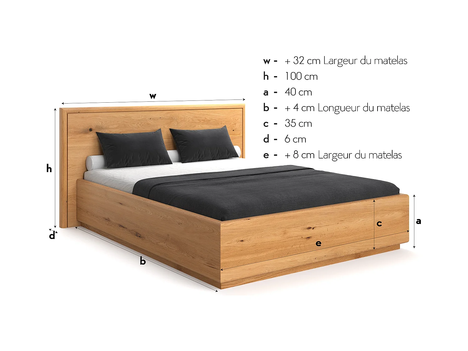 Lit en bois exclusif Valor avec coffre de rangement