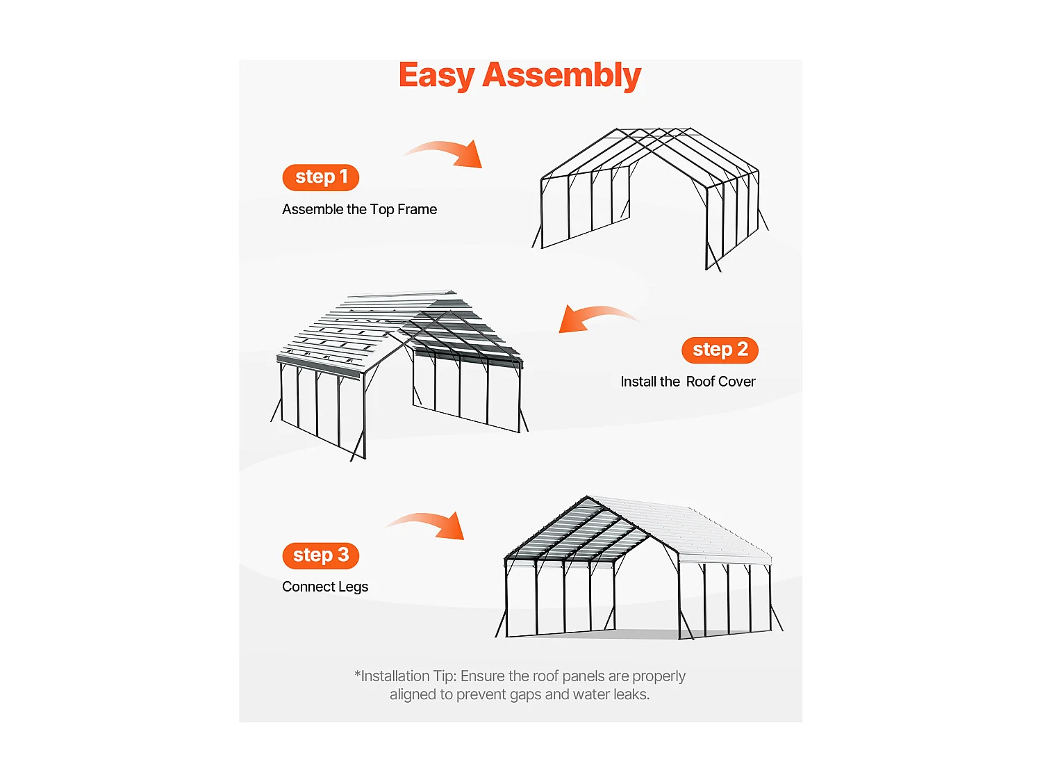 Carport SucceBuy, 5,8x6 m, Abri Voiture Métal Robuste, Cadre/Toit Acier, Parois Latérales Amovibles, Stockage Auto/Pick-up/Bateaux/Camions/Tracteurs