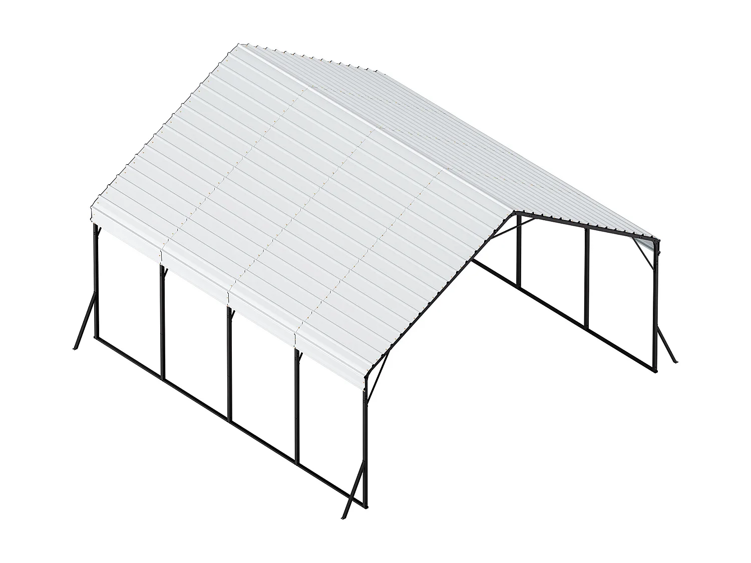 Carport SucceBuy, 5,8x6 m, Abri Voiture Métal Robuste, Cadre/Toit Acier, Parois Latérales Amovibles, Stockage Auto/Pick-up/Bateaux/Camions/Tracteurs