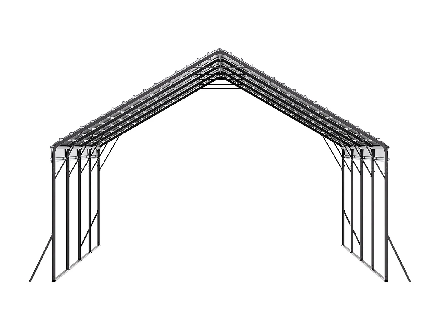 Carport SucceBuy, 5,8x6 m, Abri Voiture Métal Robuste, Cadre/Toit Acier, Parois Latérales Amovibles, Stockage Auto/Pick-up/Bateaux/Camions/Tracteurs