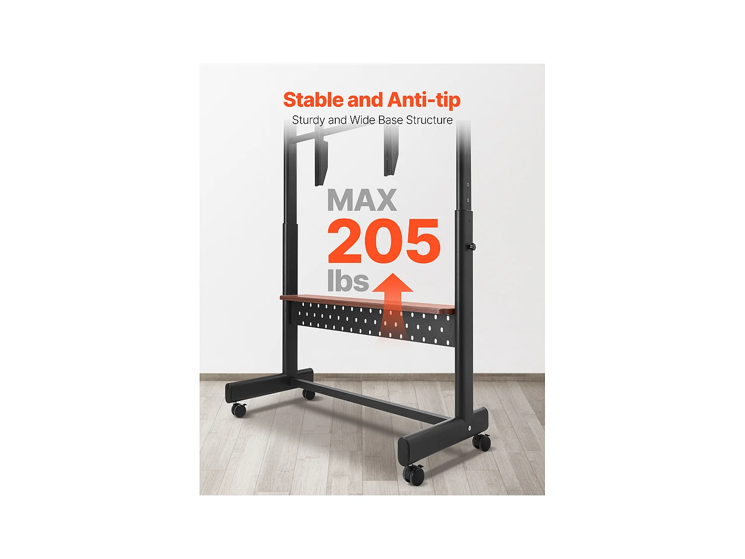 Support TV à Roulettes SucceBuy, pour Téléviseur/LED/LCD/OLED (139,7-254 cm), Chariot Portable, Hauteur Réglable, Jusqu'à 92,99 kg, VESA 80x60 cm, Salon/Extérieur