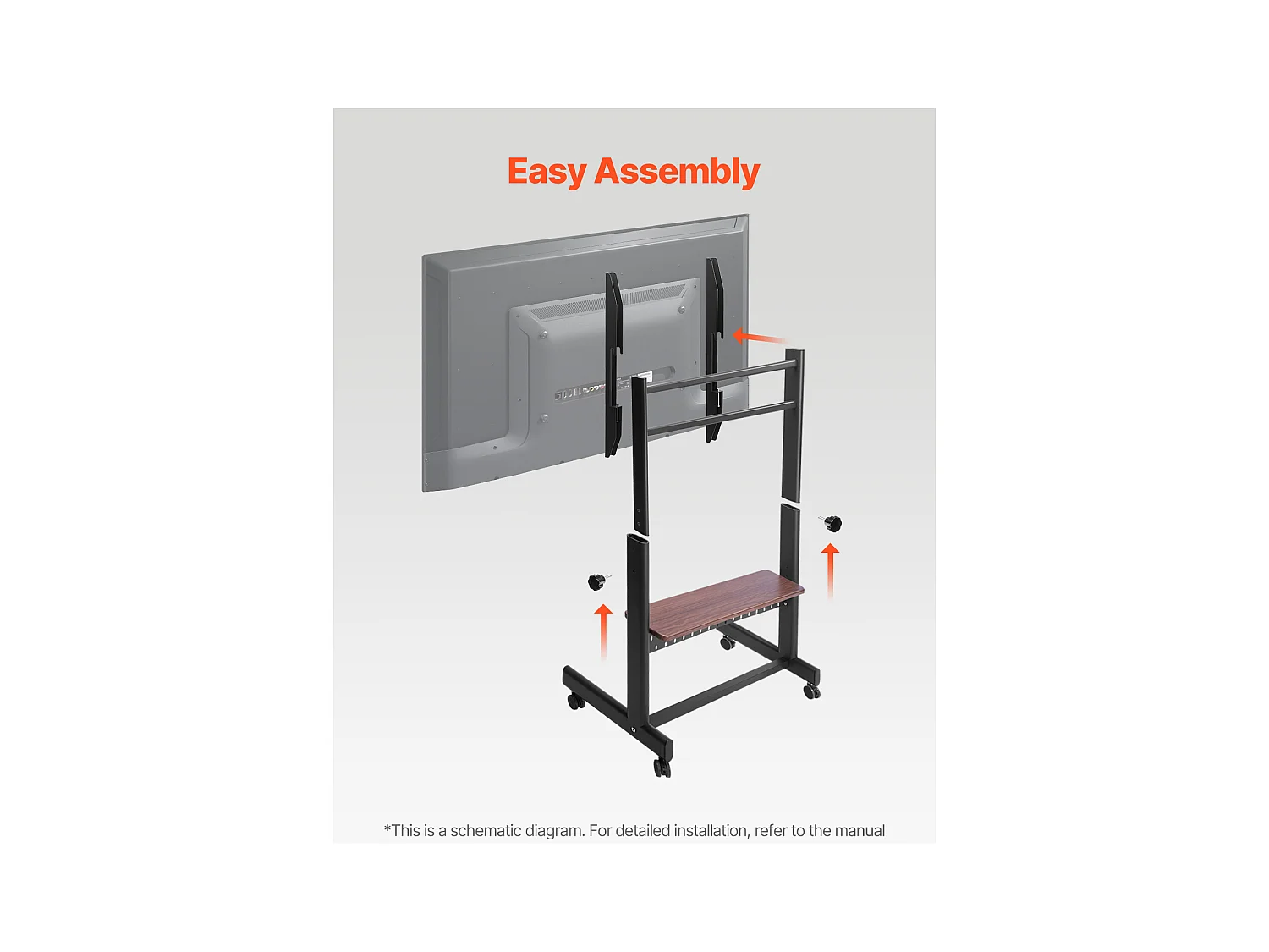 Support TV à Roulettes SucceBuy, pour Téléviseur/LED/LCD/OLED (139,7-254 cm), Chariot Portable, Hauteur Réglable, Jusqu'à 92,99 kg, VESA 80x60 cm, Salon/Extérieur