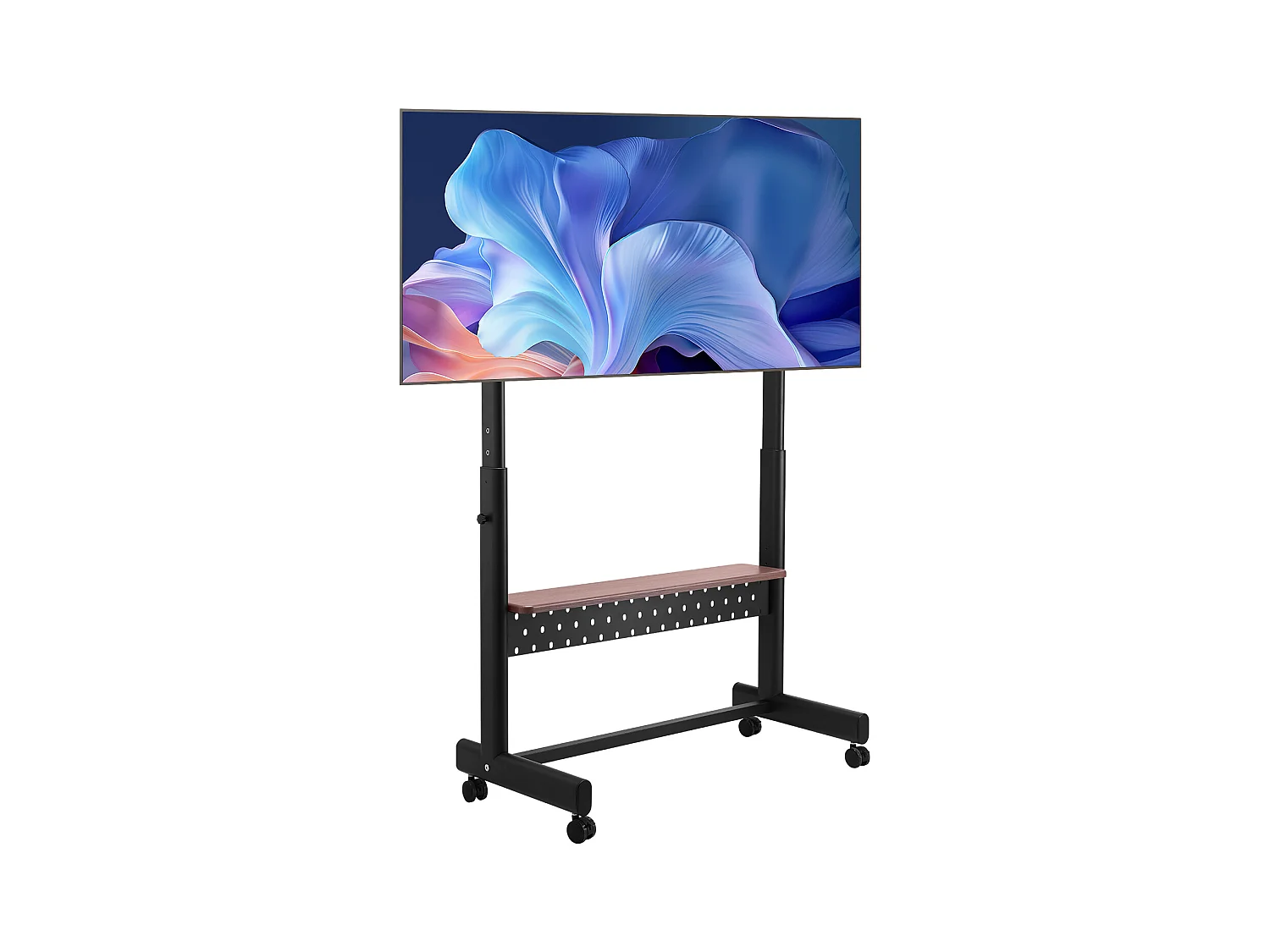 Support TV à Roulettes SucceBuy, pour Téléviseur/LED/LCD/OLED (139,7-254 cm), Chariot Portable, Hauteur Réglable, Jusqu'à 92,99 kg, VESA 80x60 cm, Salon/Extérieur