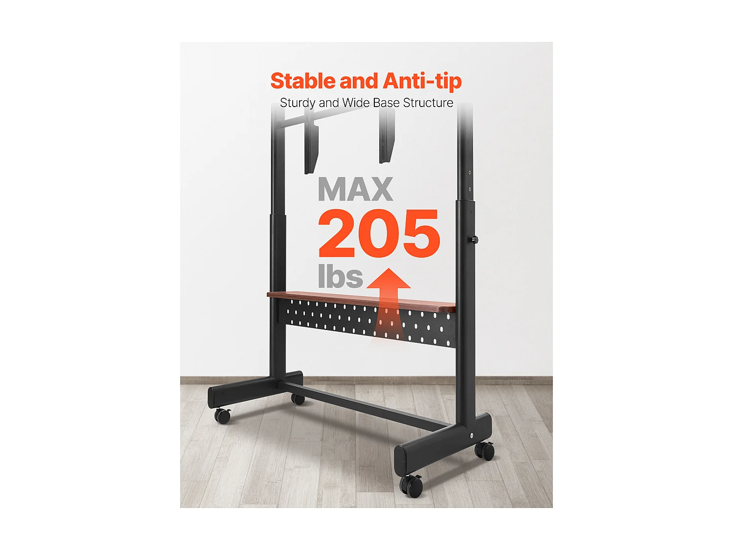 Support TV à Roulettes SucceBuy, pour Téléviseur/LED/LCD/OLED (139,7-254 cm), Chariot Portable, Hauteur Réglable, Jusqu'à 92,99 kg, VESA 80x60 cm, Salon/Extérieur