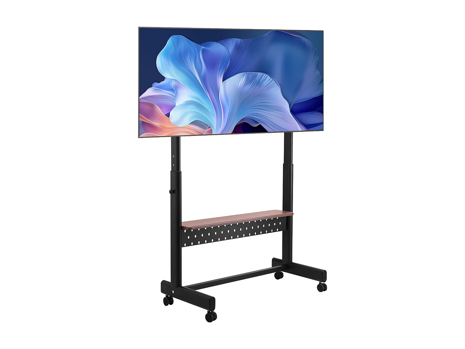 Support TV à Roulettes SucceBuy, pour Téléviseur/LED/LCD/OLED (139,7-254 cm), Chariot Portable, Hauteur Réglable, Jusqu'à 92,99 kg, VESA 80x60 cm, Salon/Extérieur