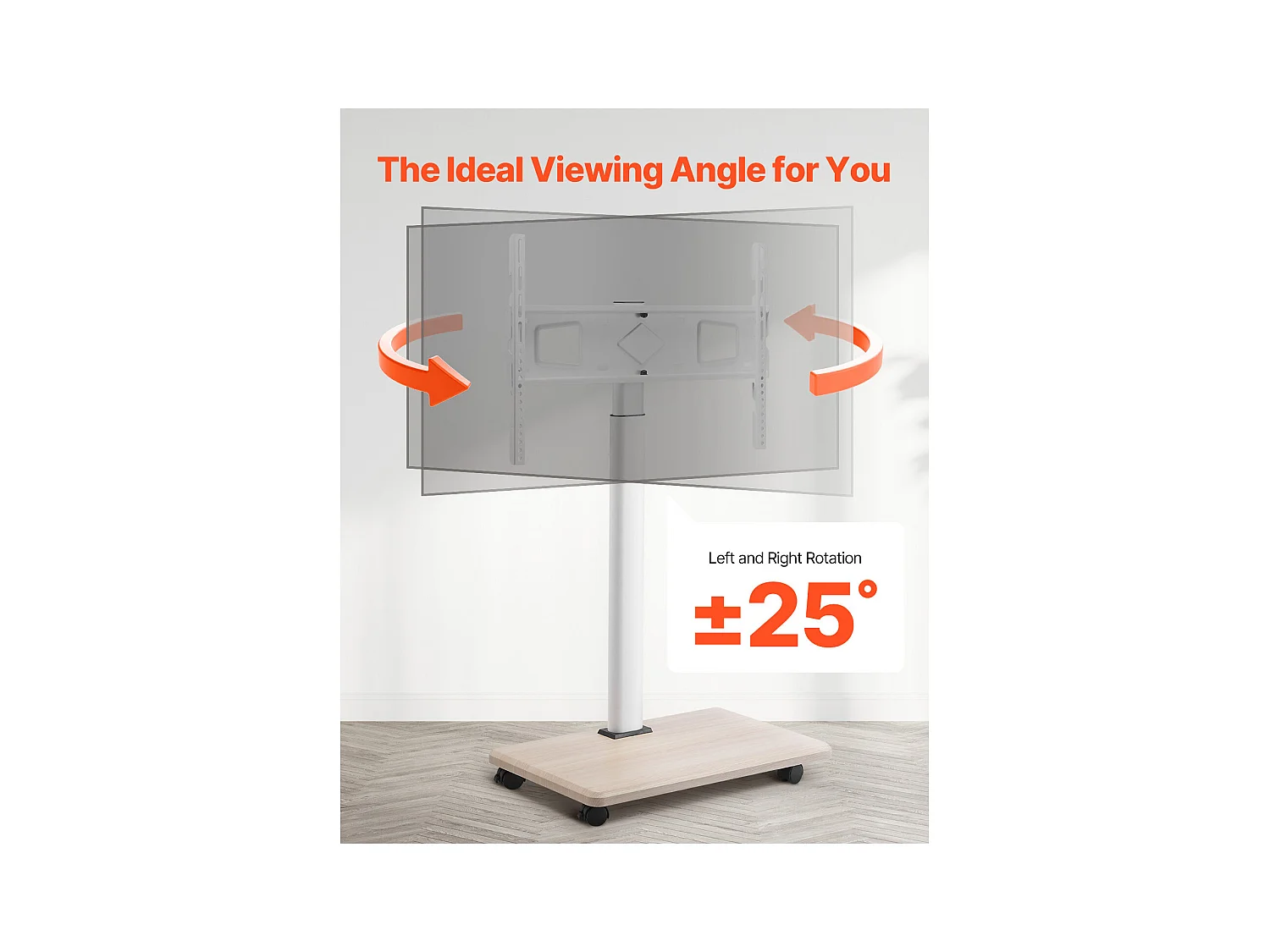 Stojak Telewizyjny na Kółkach SucceBuy, Ekrany 812,8-1778 mm, Wózek Mobilny, Obrót 25°, Regulowana Wysokość, 40 kg, VESA 60 x 40 cm, Salon/na Zewnątrz