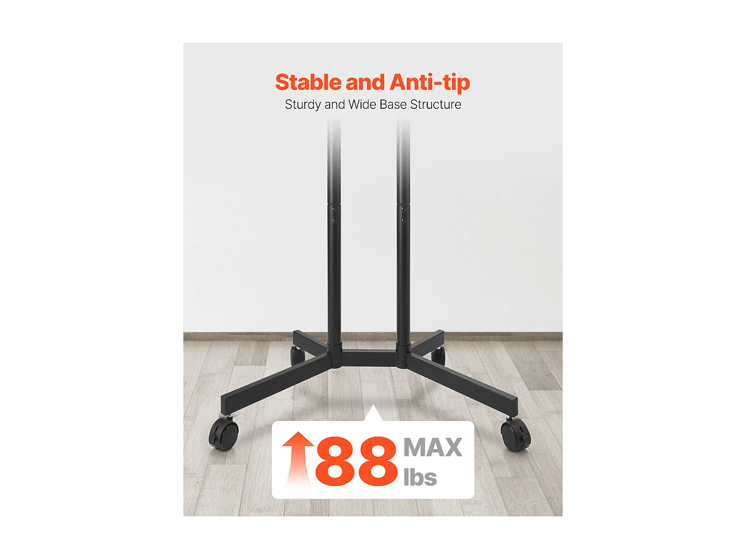 Support TV à Roulettes SucceBuy, pour Téléviseurs/LED/LCD/OLED (81,3-165,1 cm), Chariot Mobile, 40 kg, Pied Portable, VESA 40 x 40 cm, Salon/Bureau/Extérieur