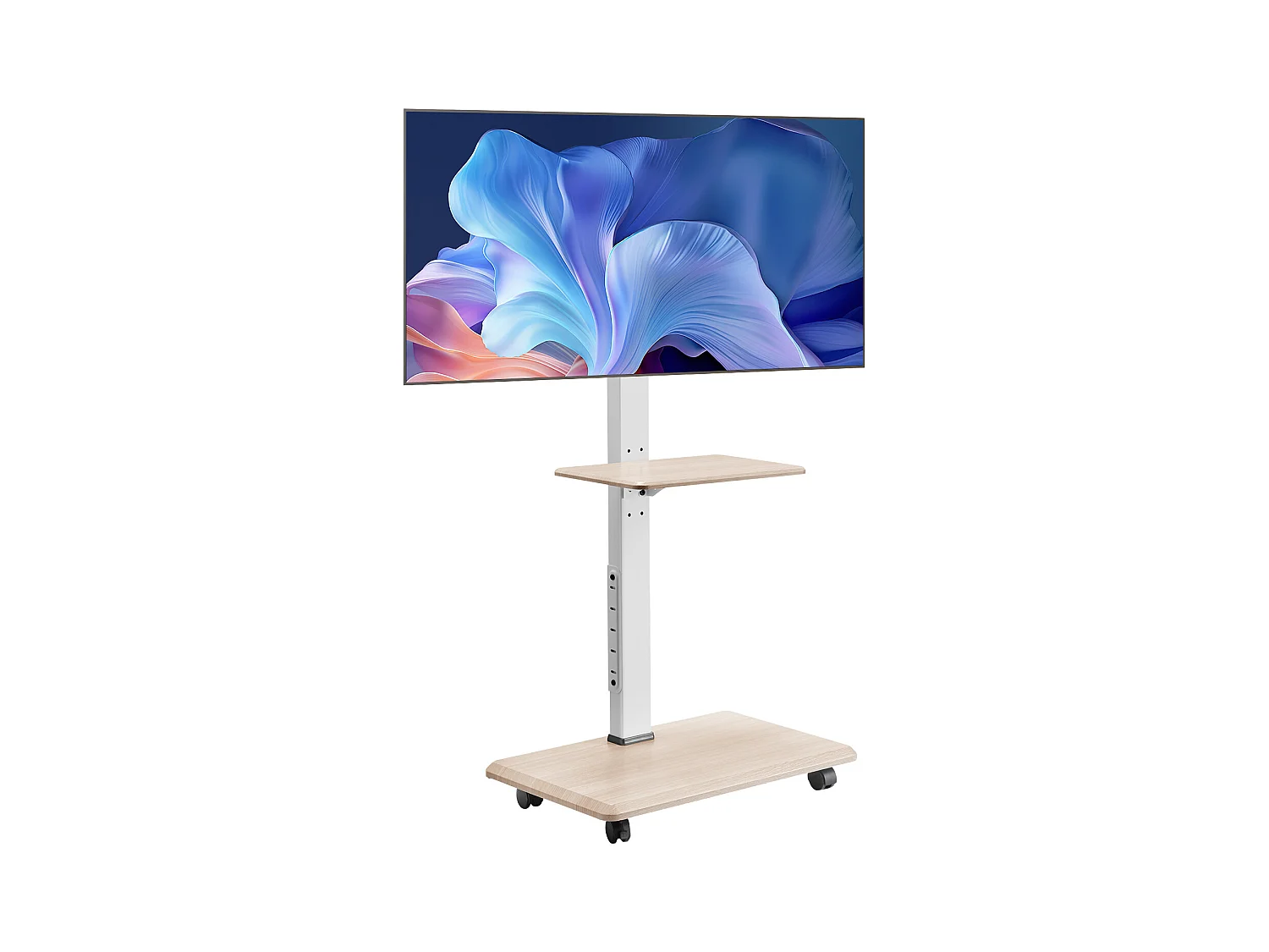 Support TV à Roulettes SucceBuy, Écrans 81,2,8-177,8 cm, Chariot Mobile, Rotation 25°, Hauteur Réglable, 40 kg, VESA 60 x 40 cm, Chambre/Extérieur