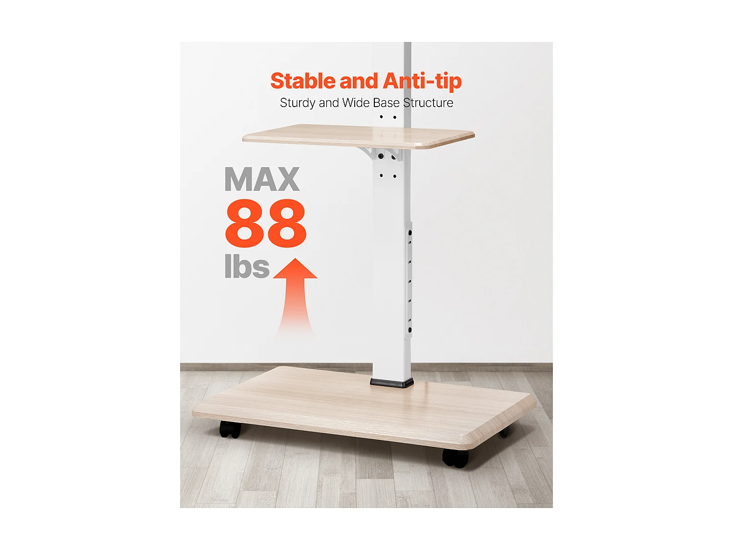 Soporte para TV con Ruedas SucceBuy, Pantallas de 81,2,8-177,8 cm, Carro Móvil, Rotación de 25°, Altura Ajustable, 40 kg, VESA 60 x 40 cm, Dormitorio/Exterior