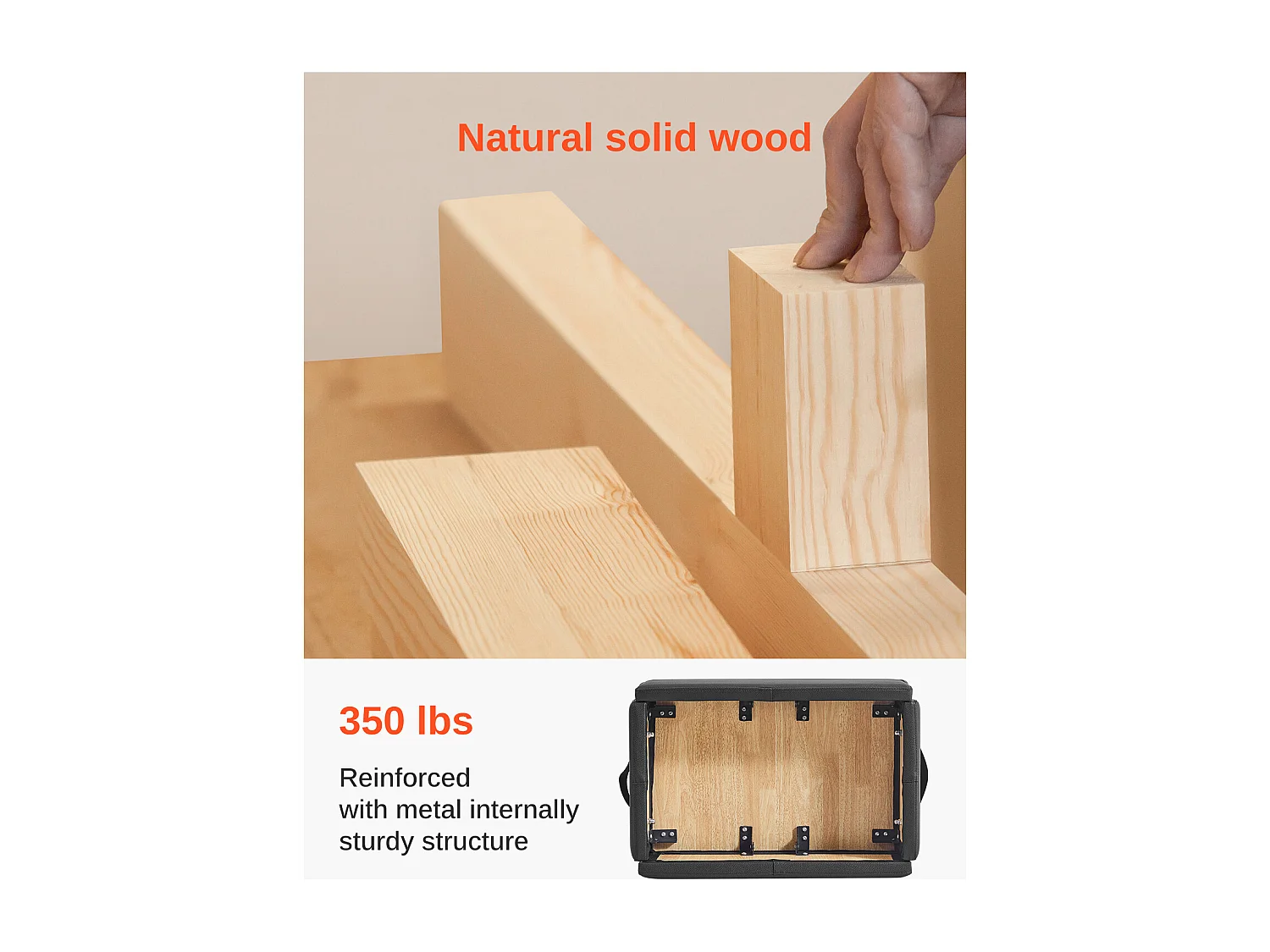 Pilates Reformer Box SucceBuy, 62,5 x 43,5 x 24 cm, Zitbox voor Reformer van PU en Hout, Accessoire voor Kracht/Balans/Bewegingen, Fitness