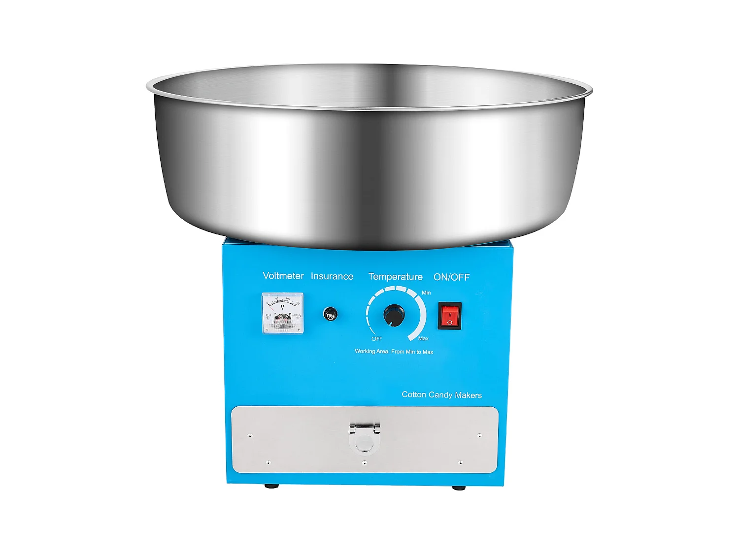 Machine à Barbe à Papa Électrique SucceBuy Appareil Commercial avec Bol en Acier Inoxydable de 52 cm Cuillère à Sucre et Tiroir, Bleu, 1000 W