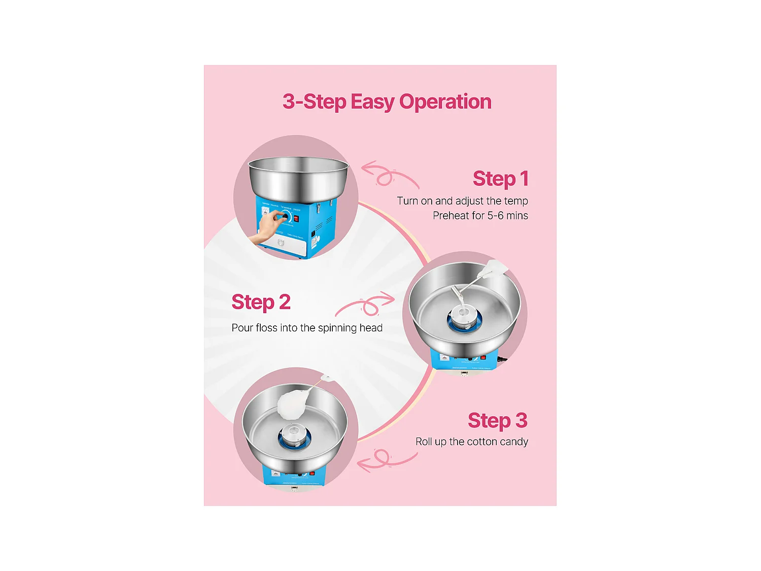 Machine à Barbe à Papa Électrique SucceBuy Appareil Commercial avec Bol en Acier Inoxydable de 52 cm Cuillère à Sucre et Tiroir, Bleu, 1000 W