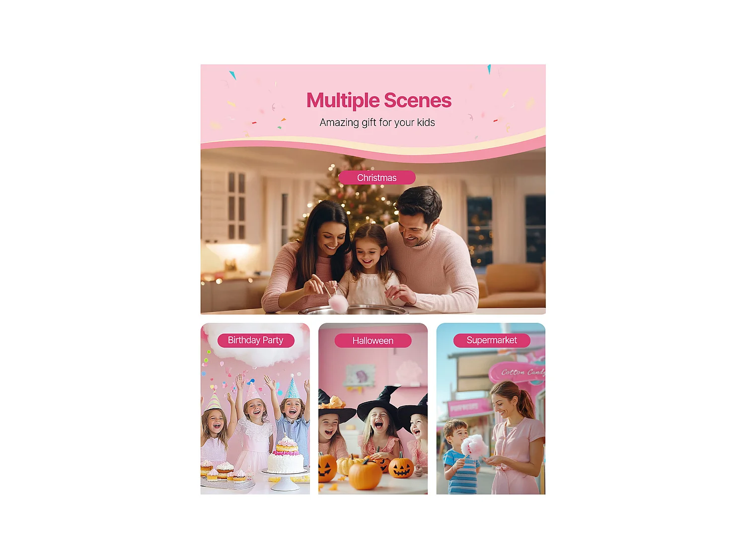 Machine à Barbe à Papa Électrique SucceBuy Appareil Commercial avec Bol en Acier Inoxydable de 52 cm Cuillère à Sucre et Tiroir, Bleu, 1000 W