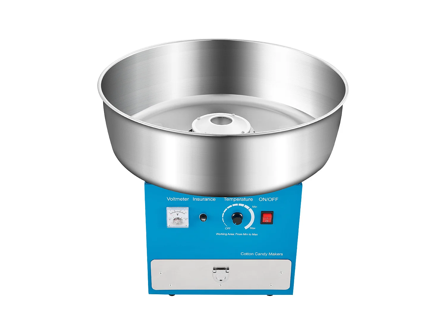 Machine à Barbe à Papa Électrique SucceBuy Appareil Commercial avec Bol en Acier Inoxydable de 52 cm Cuillère à Sucre et Tiroir, Bleu, 1000 W