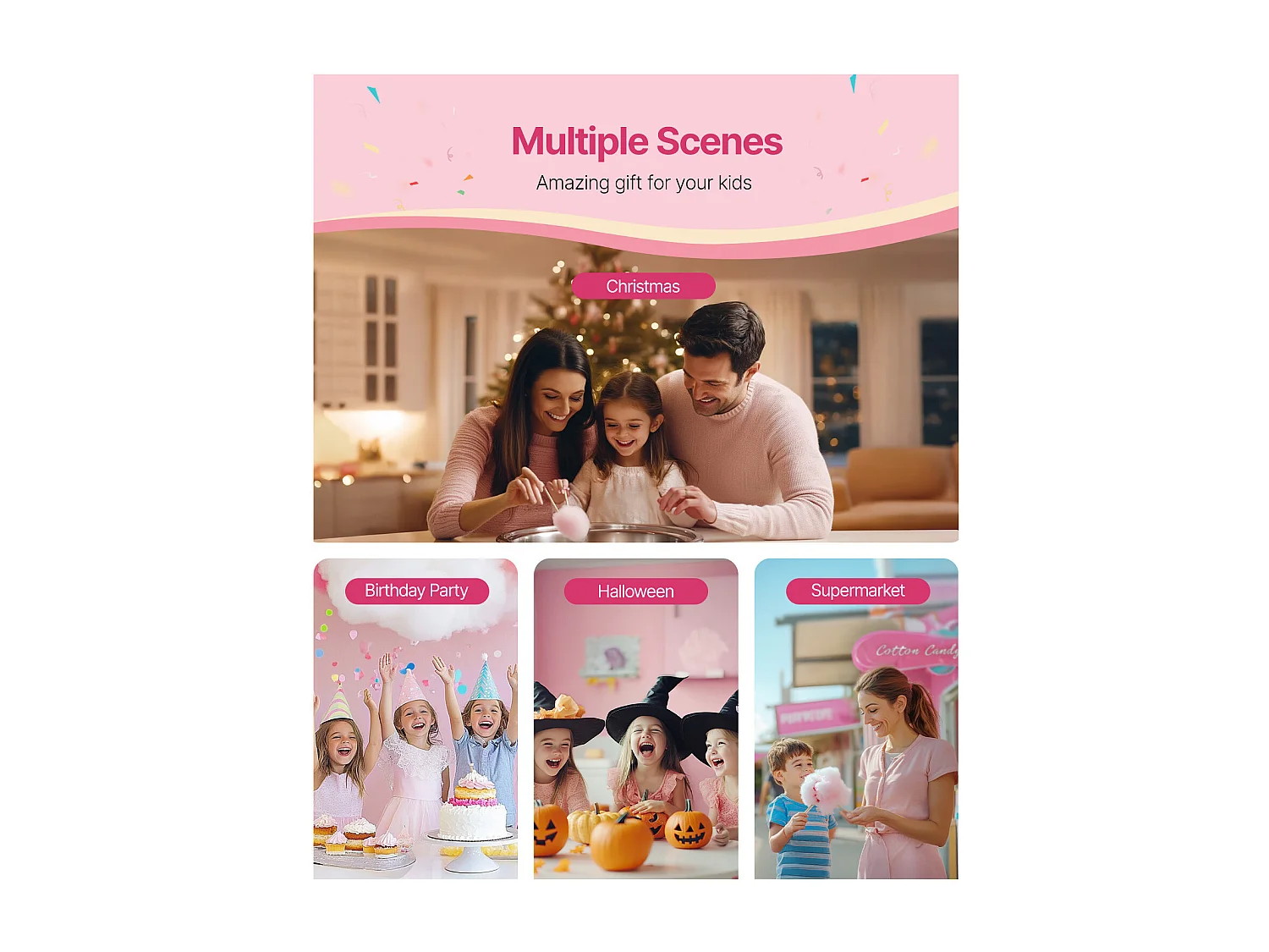 Machine à Barbe à Papa Électrique SucceBuy Appareil Commercial avec Bol en Acier Inoxydable de 52 cm Cuillère à Sucre et Tiroir, Bleu, 1000 W