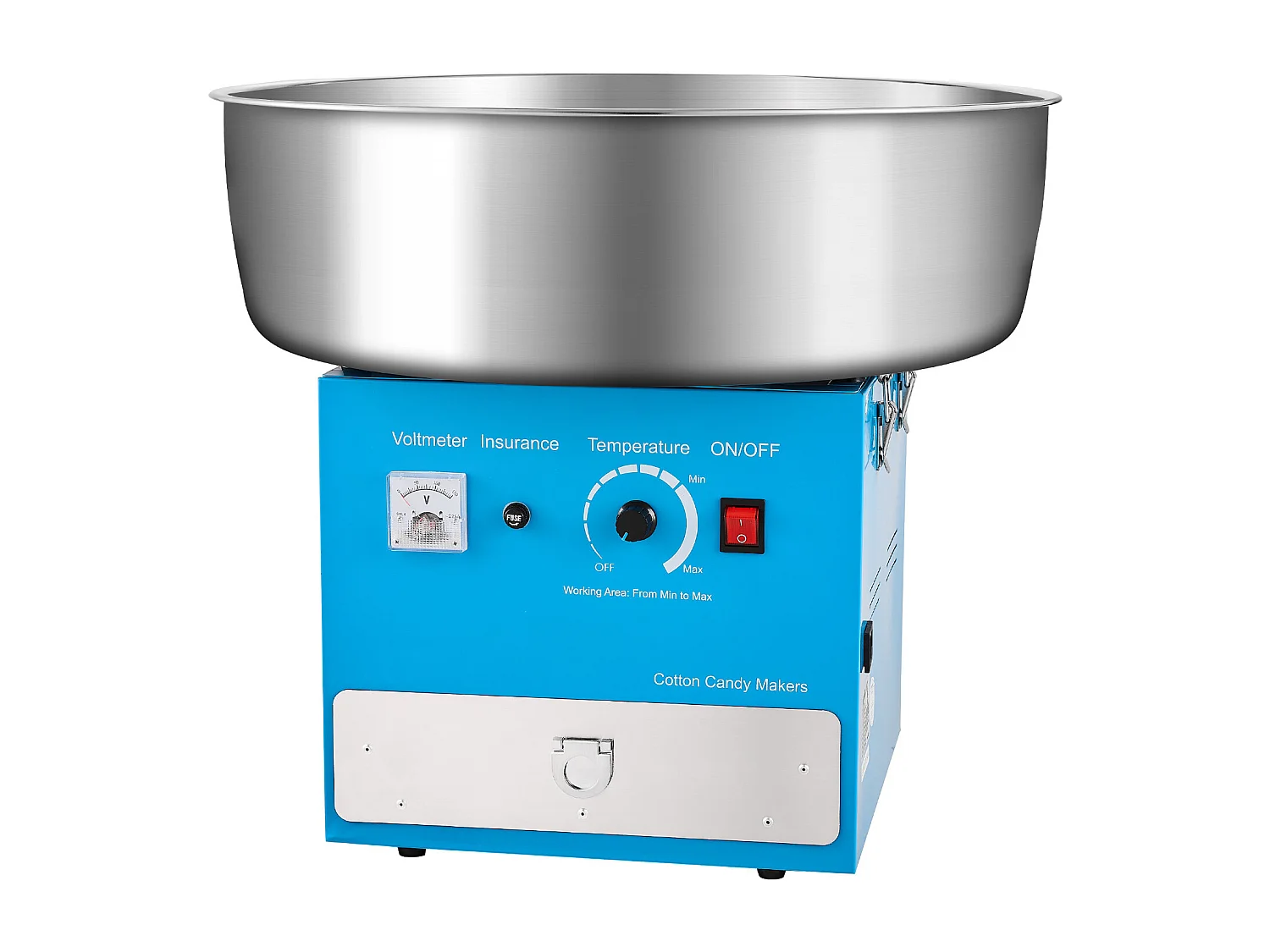 Machine à Barbe à Papa Électrique SucceBuy Appareil Commercial avec Bol en Acier Inoxydable de 52 cm Cuillère à Sucre et Tiroir, Bleu, 1000 W