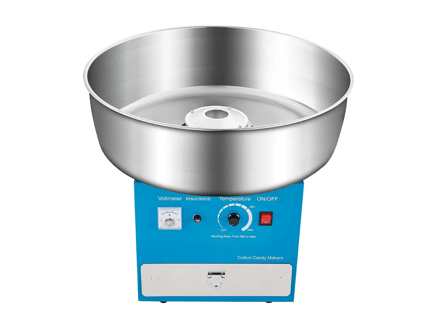 Machine à Barbe à Papa Électrique SucceBuy Appareil Commercial avec Bol en Acier Inoxydable de 52 cm Cuillère à Sucre et Tiroir, Bleu, 1000 W