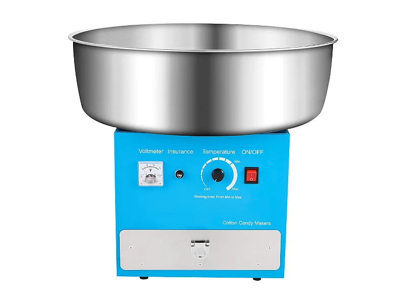 Machine à Barbe à Papa Électrique SucceBuy Appareil Commercial avec Bol en Acier Inoxydable de 52 cm Cuillère à Sucre et Tiroir, Bleu, 1000 W