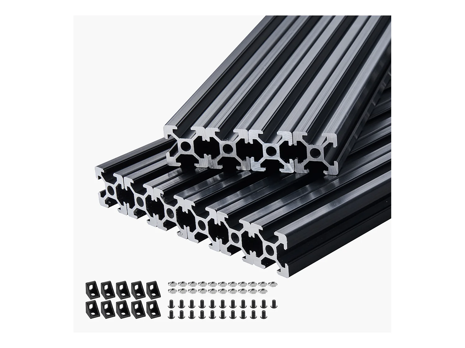 Perfis de Alumínio SucceBuy 200 cm Ranhura em T 2020 Conjunto de 10, Trilhos Lineares Anodizados conforme Normas Europeias, Adequados para Impressoras 3D