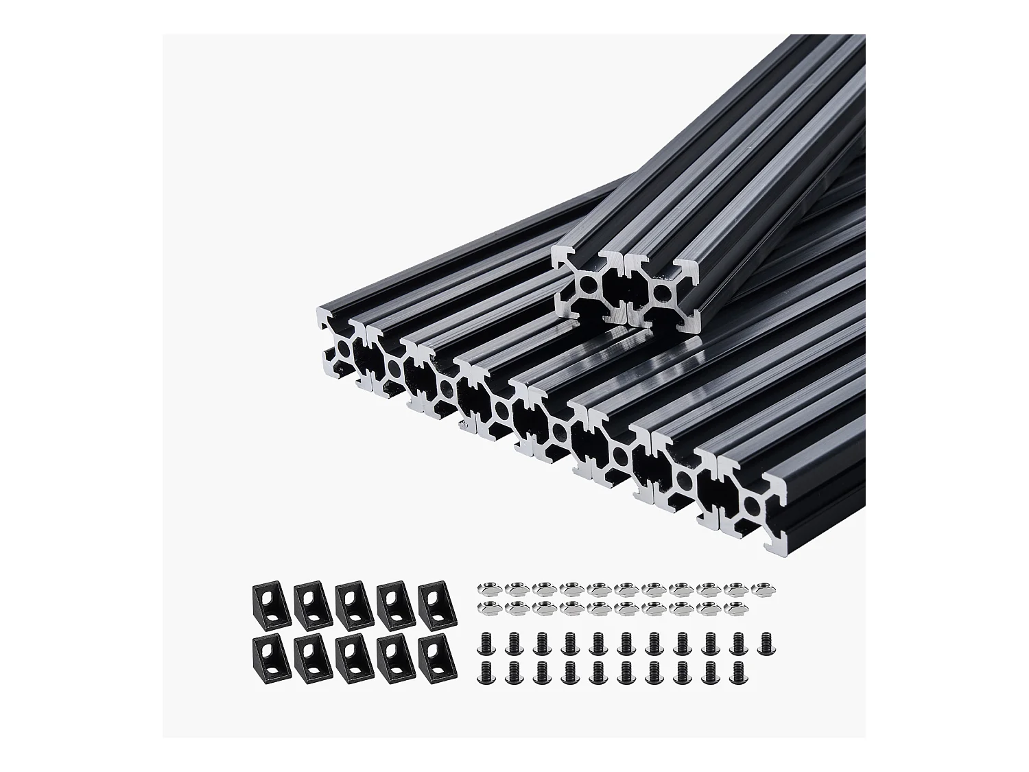 Profilés d'Extrusion SucceBuy en Aluminium 2020, Lot de 10, Rail Linéaire Anodisé Norme Européenne avec Rainure en T de 100 cm, Robustes et Adaptés