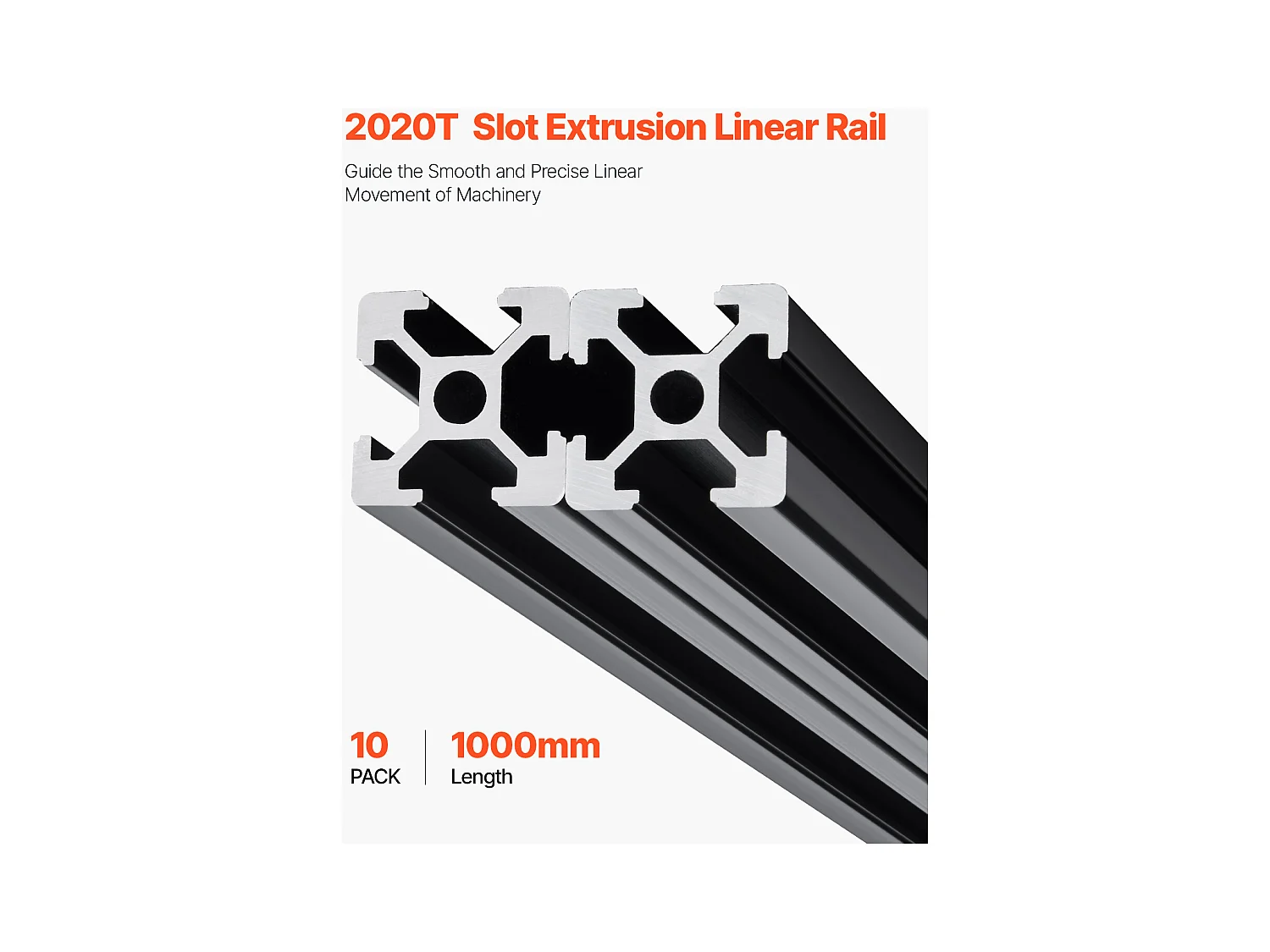 Profilés d'Extrusion SucceBuy en Aluminium 2020, Lot de 10, Rail Linéaire Anodisé Norme Européenne avec Rainure en T de 100 cm, Robustes et Adaptés