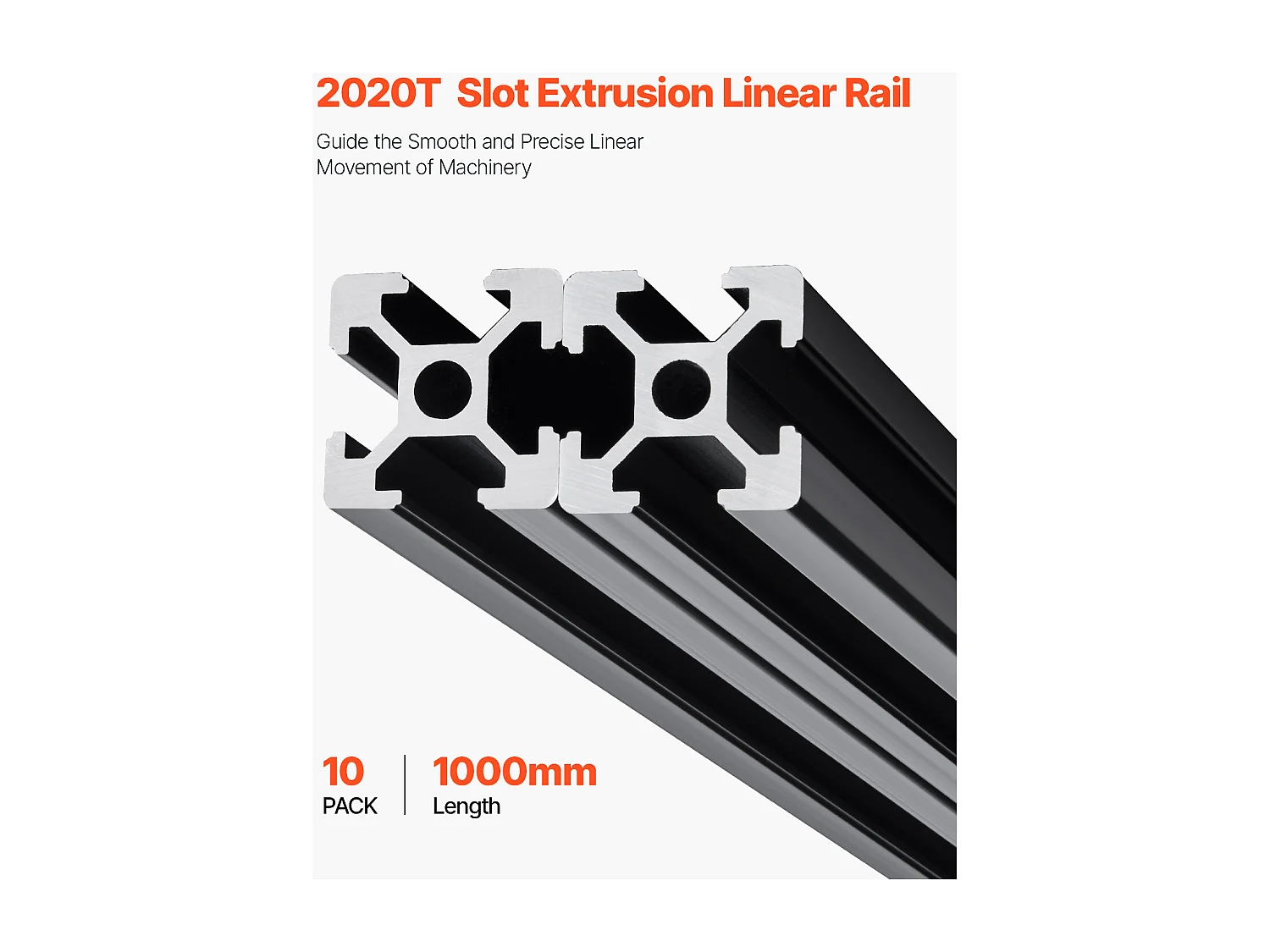 Profilés d'Extrusion SucceBuy en Aluminium 2020, Lot de 10, Rail Linéaire Anodisé Norme Européenne avec Rainure en T de 100 cm, Robustes et Adaptés