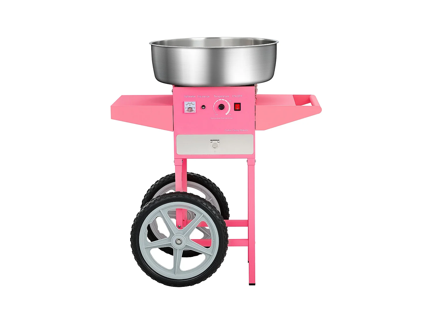 Machine à Barbe à Papa Électrique SucceBuy avec Chariot Appareil Commercial, Bol en Acier Inoxydable de 52 cm Cuillère à Sucre et Tiroir, 1000 W