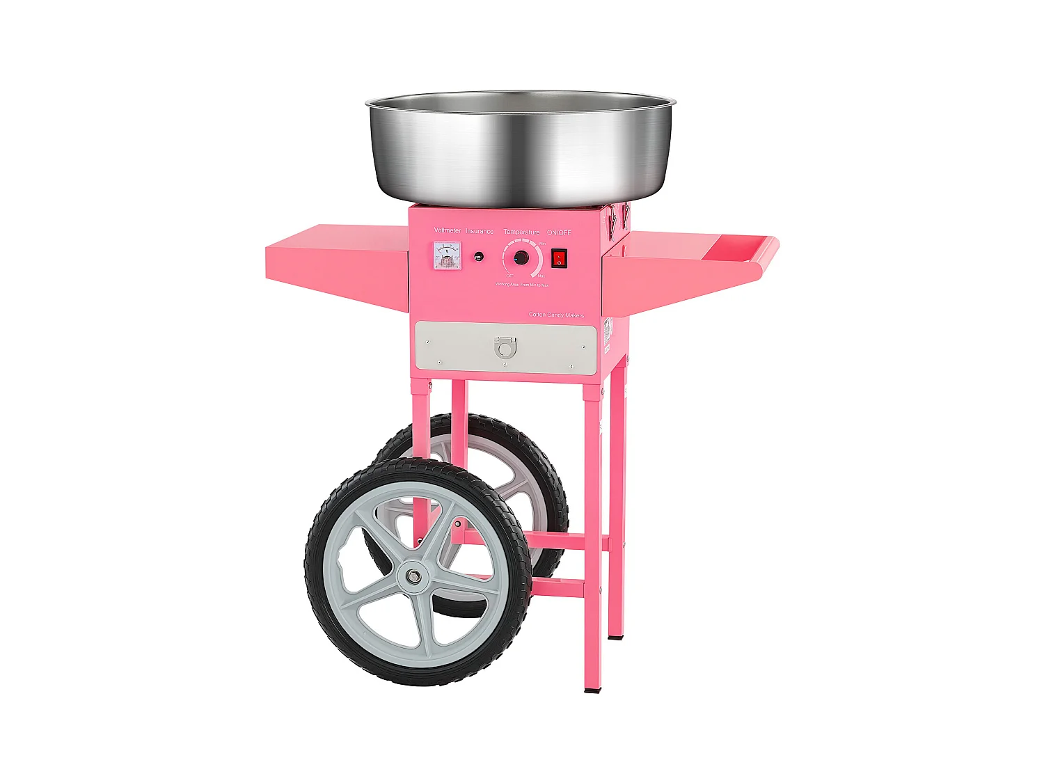 Machine à Barbe à Papa Électrique SucceBuy avec Chariot Appareil Commercial, Bol en Acier Inoxydable de 52 cm Cuillère à Sucre et Tiroir, 1000 W