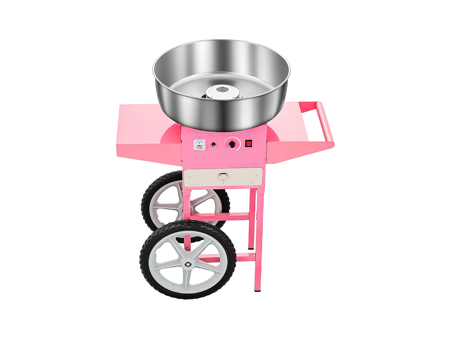 Machine à Barbe à Papa Électrique SucceBuy avec Chariot Appareil Commercial, Bol en Acier Inoxydable de 52 cm Cuillère à Sucre et Tiroir, 1000 W