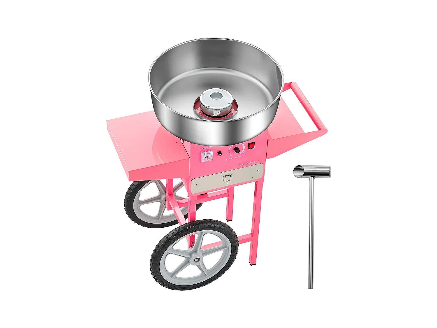 Machine à Barbe à Papa Électrique SucceBuy avec Chariot Appareil Commercial, Bol en Acier Inoxydable de 52 cm Cuillère à Sucre et Tiroir, 1000 W