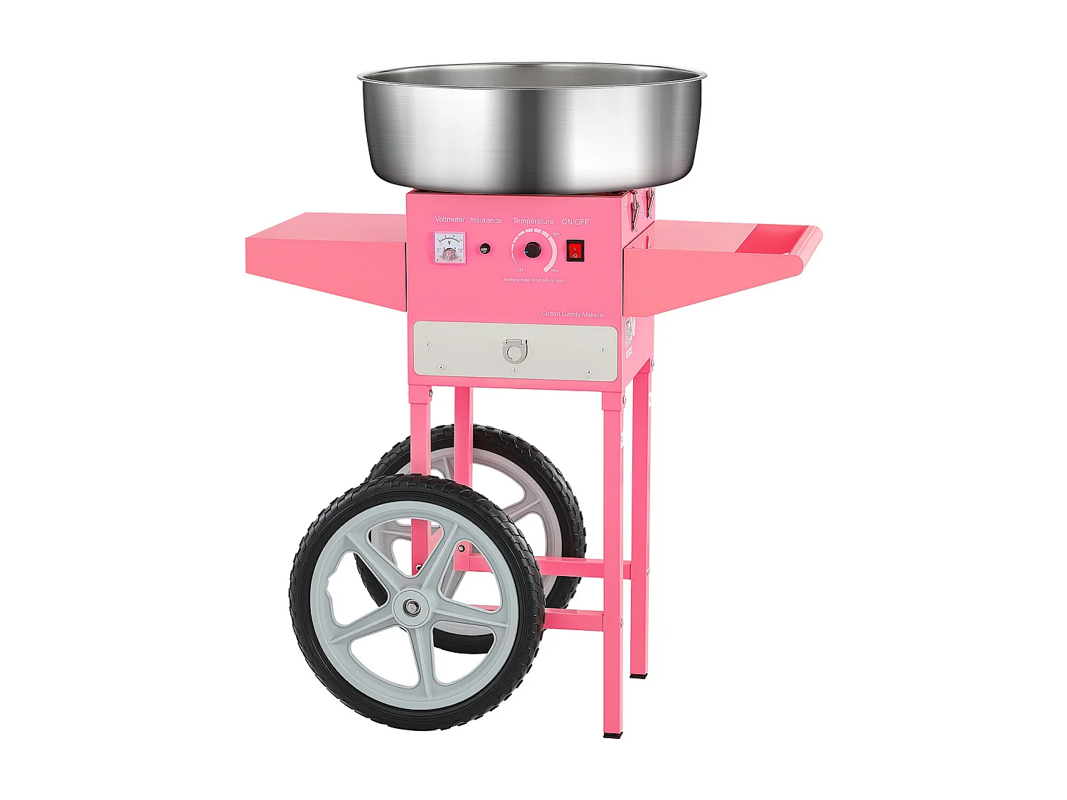 Machine à Barbe à Papa Électrique SucceBuy avec Chariot Appareil Commercial, Bol en Acier Inoxydable de 52 cm Cuillère à Sucre et Tiroir, 1000 W