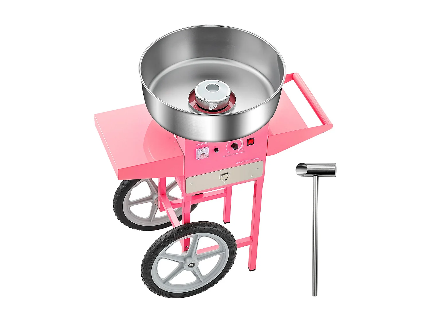 Machine à Barbe à Papa Électrique SucceBuy avec Chariot Appareil Commercial, Bol en Acier Inoxydable de 52 cm Cuillère à Sucre et Tiroir, 1000 W