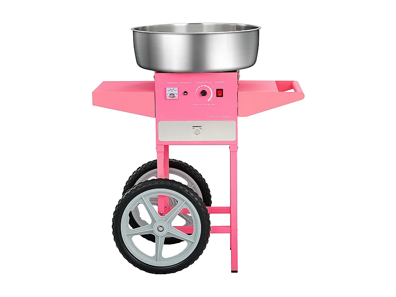 Machine à Barbe à Papa Électrique SucceBuy avec Chariot Appareil Commercial, Bol en Acier Inoxydable de 52 cm Cuillère à Sucre et Tiroir, 1000 W