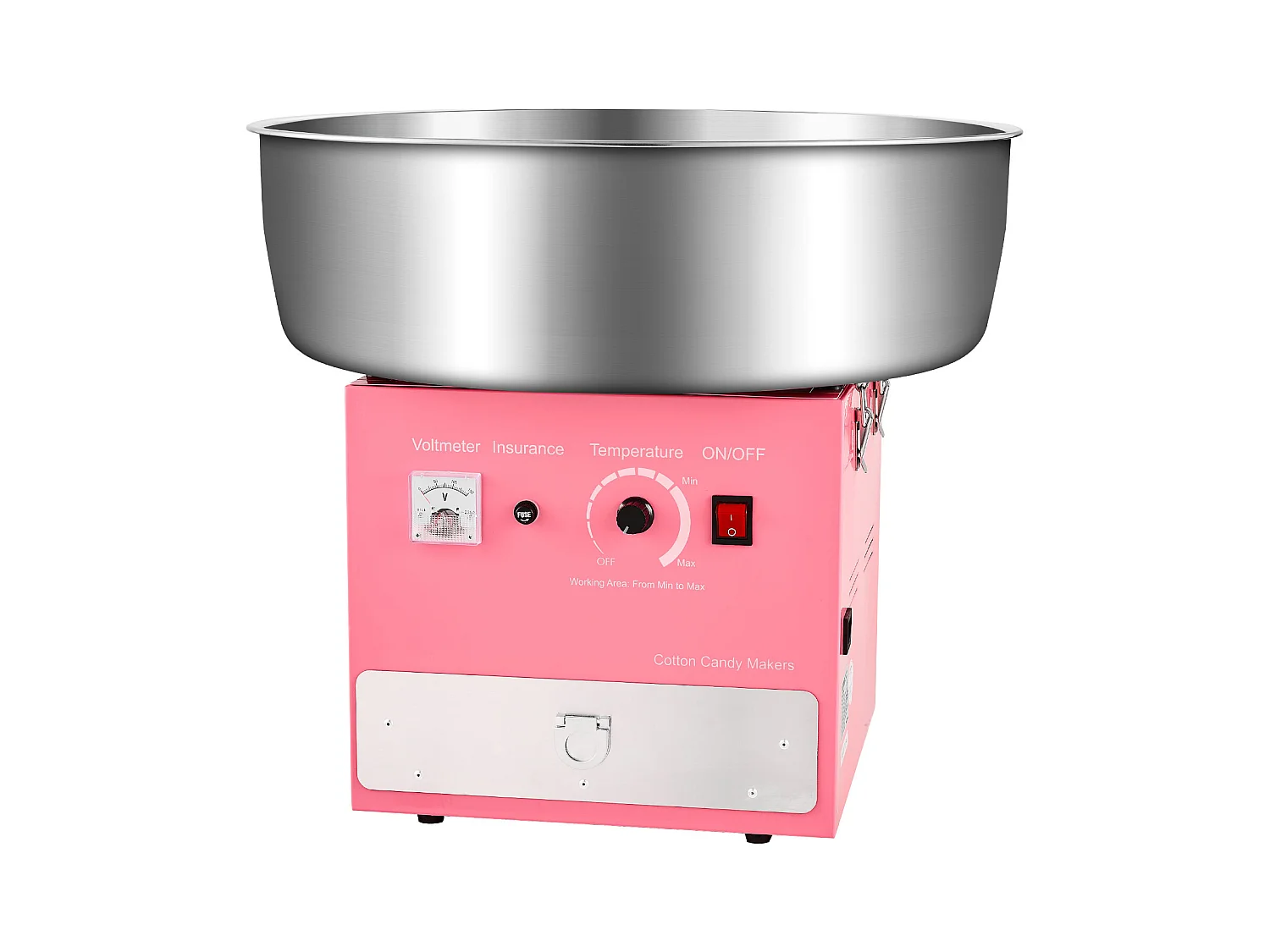 Machine à Barbe à Papa SucceBuy, Électrique 1000 W, Commercial, Bol Inox 52 cm, Cuillère/Tiroir, Anniversaire/Fête, Rose