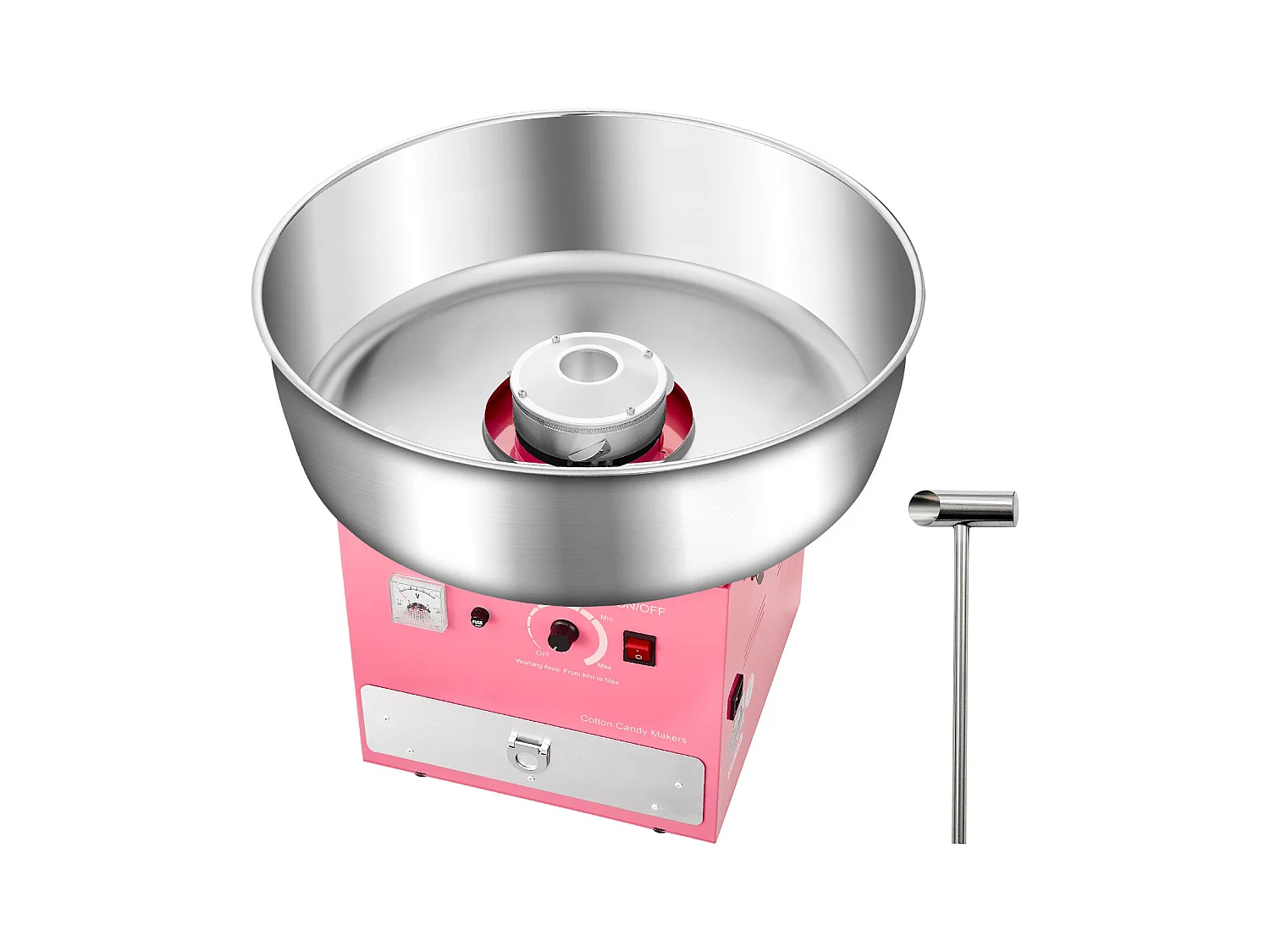 Machine à Barbe à Papa SucceBuy, Électrique 1000 W, Commercial, Bol Inox 52 cm, Cuillère/Tiroir, Anniversaire/Fête, Rose