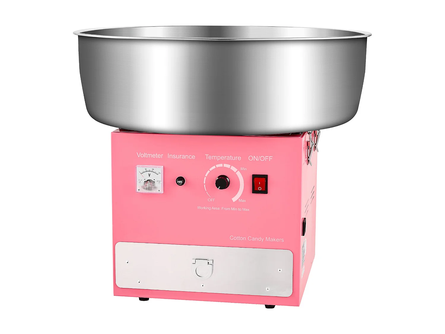 Machine à Barbe à Papa SucceBuy, Électrique 1000 W, Commercial, Bol Inox 52 cm, Cuillère/Tiroir, Anniversaire/Fête, Rose