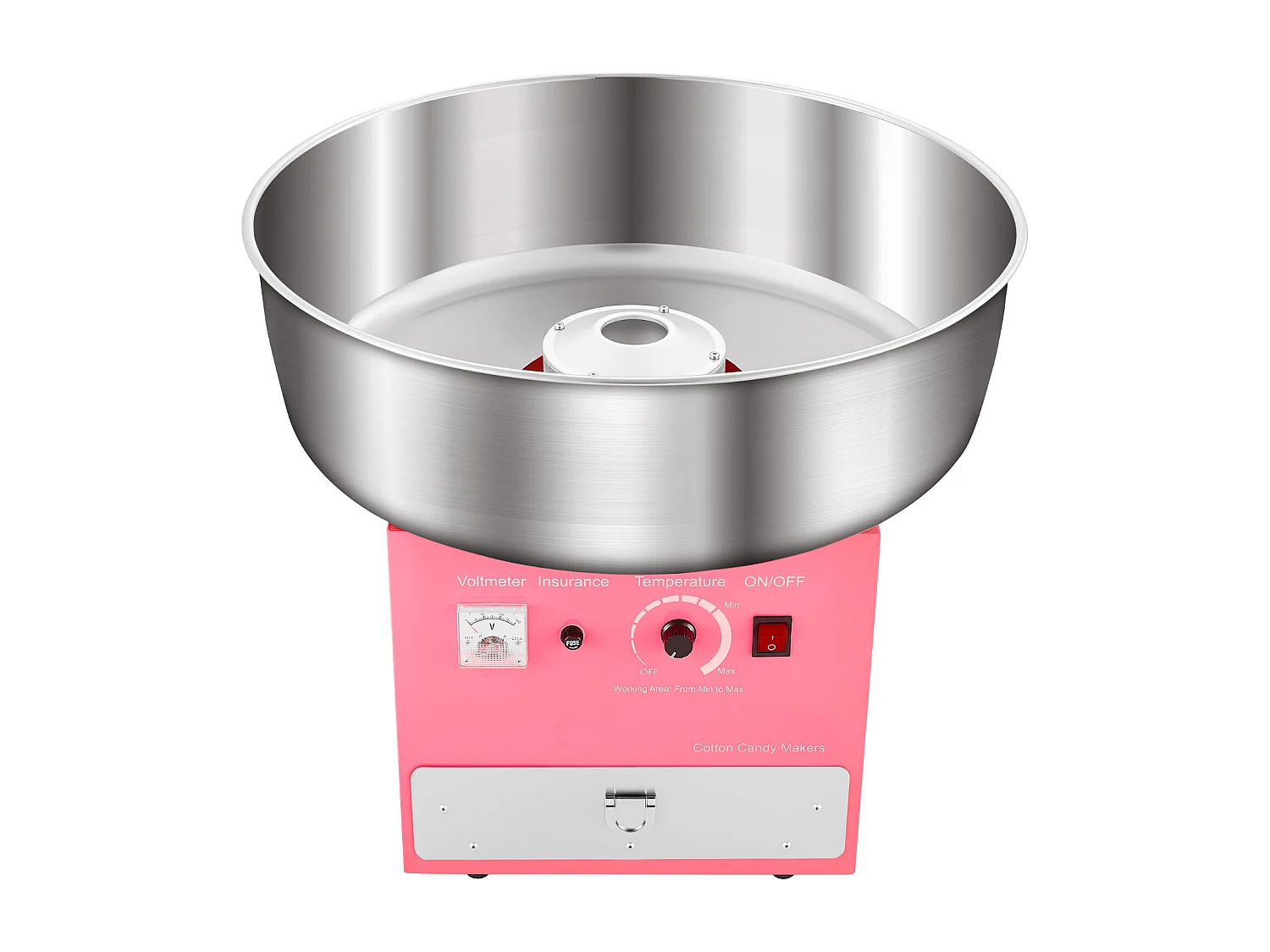 Machine à Barbe à Papa SucceBuy, Électrique 1000 W, Commercial, Bol Inox 52 cm, Cuillère/Tiroir, Anniversaire/Fête, Rose