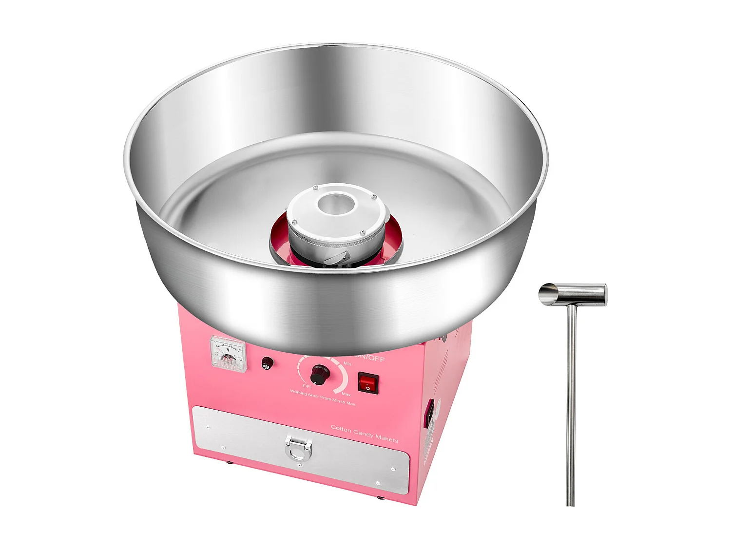 Machine à Barbe à Papa SucceBuy, Électrique 1000 W, Commercial, Bol Inox 52 cm, Cuillère/Tiroir, Anniversaire/Fête, Rose