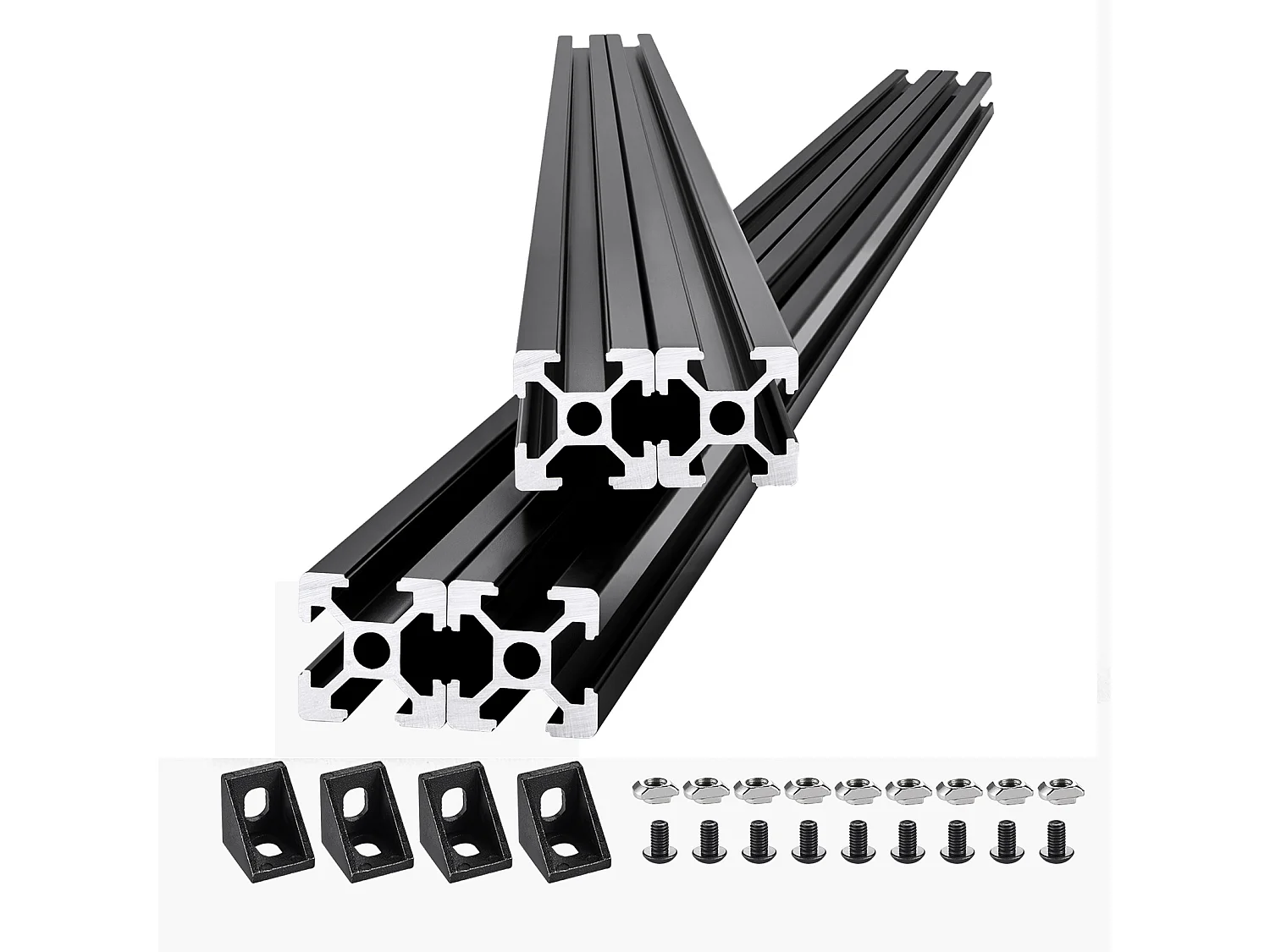 Profilés d'Extrusion SucceBuy en Aluminium 2020 à Rainure en T de 120 cm, Lot de 4, Rail Linéaire Anodisé Standard Européen, Extrudé Haute Résistance