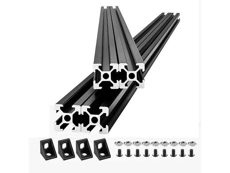 Profilés d'Extrusion SucceBuy en Aluminium 2020 à Rainure en T de 120 cm, Lot de 4, Rail Linéaire Anodisé Standard Européen, Extrudé Haute Résistance