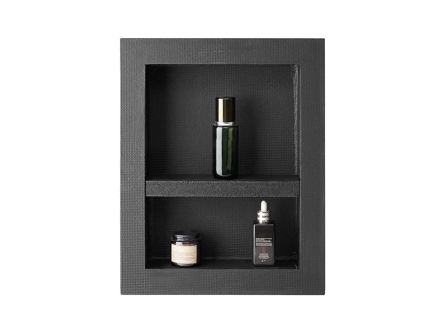 Niche Encastrable Salle de Bain SucceBuy, 10,16x40,64x50,8 cm, Murale Étagères de Rangement Moderne, Rangement Savon/Shampoing, Noir
