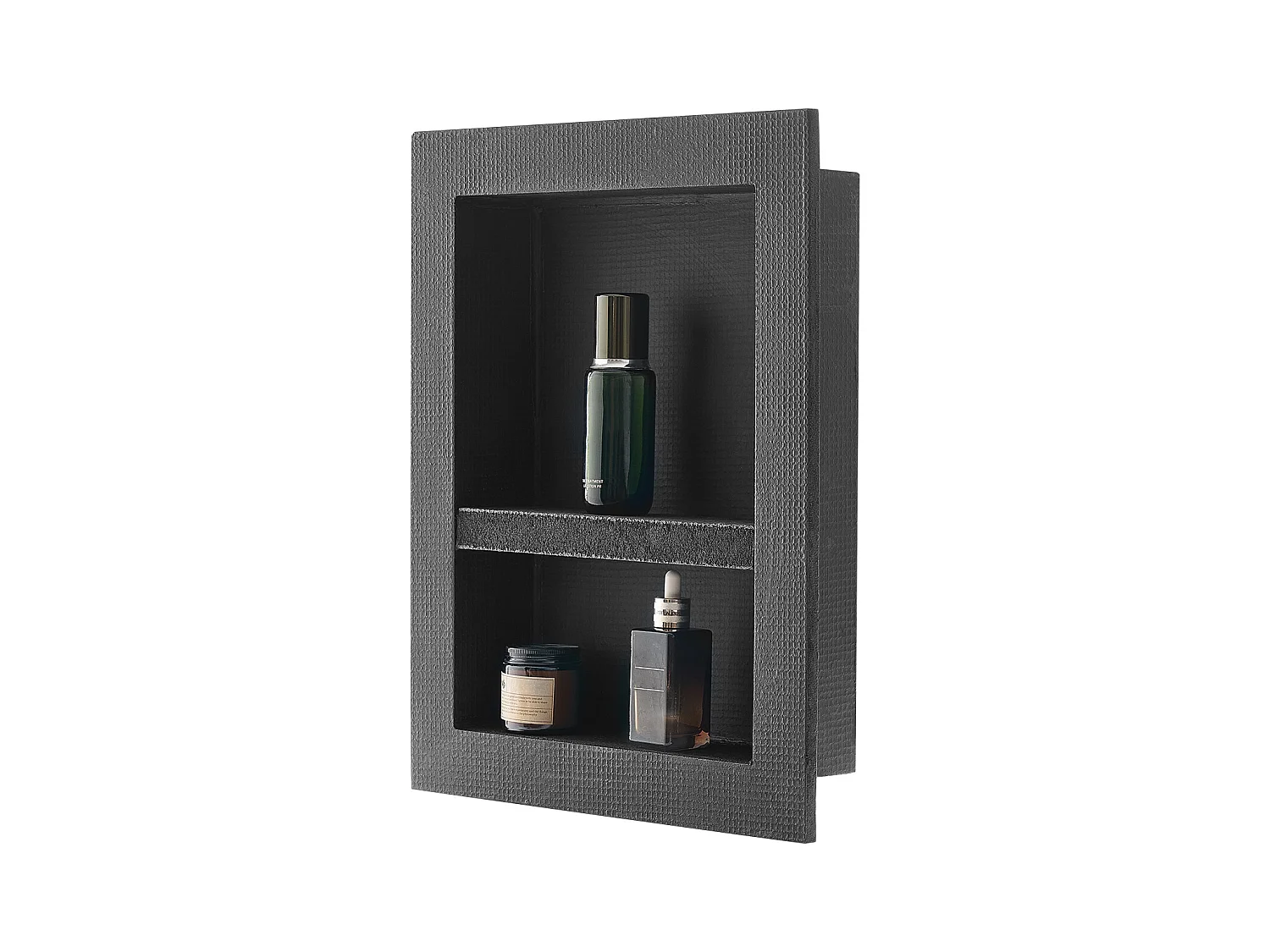Niche Encastrable Salle de Bain SucceBuy, 10,16x40,64x50,8 cm, Murale Étagères de Rangement Moderne, Rangement Savon/Shampoing, Noir