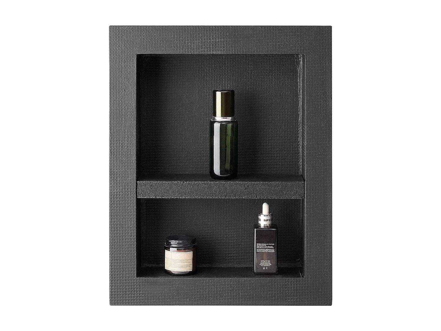Niche Encastrable Salle de Bain SucceBuy, 10,16x40,64x50,8 cm, Murale Étagères de Rangement Moderne, Rangement Savon/Shampoing, Noir