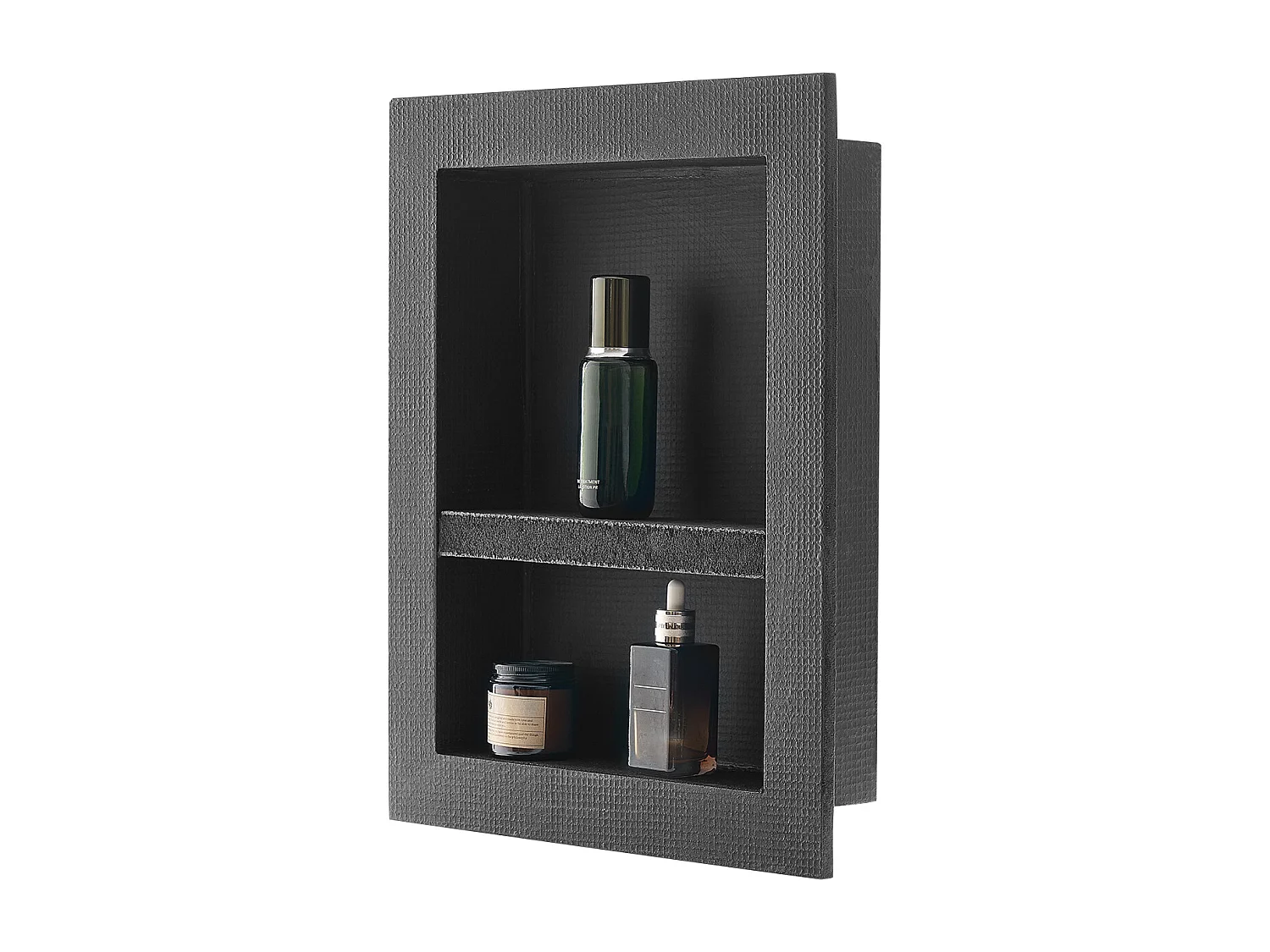 Niche Encastrable Salle de Bain SucceBuy, 10,16x40,64x50,8 cm, Murale Étagères de Rangement Moderne, Rangement Savon/Shampoing, Noir